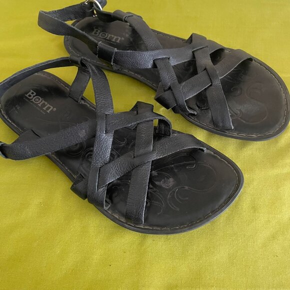 Born Womens Eryka Black Leather Strappy Sandals Size 9 - Picture 3 of 11